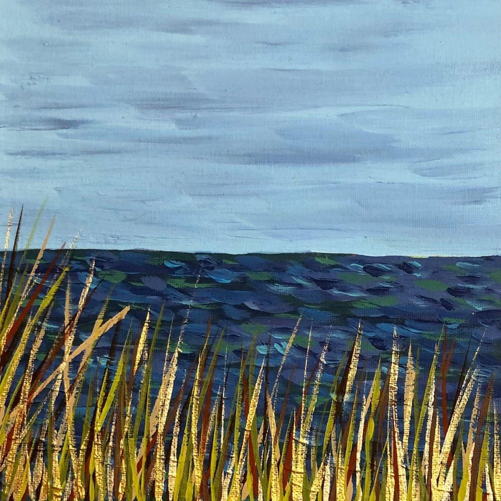 Seagrass by the Sea 8 x 8 Acrylic Painting